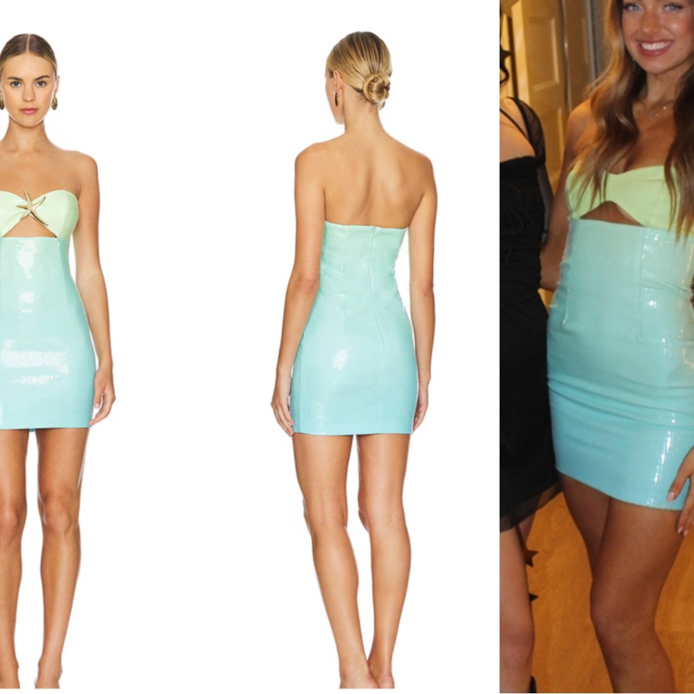 Stellar Mini Dress in Lime & Aqua by Runaway The Label